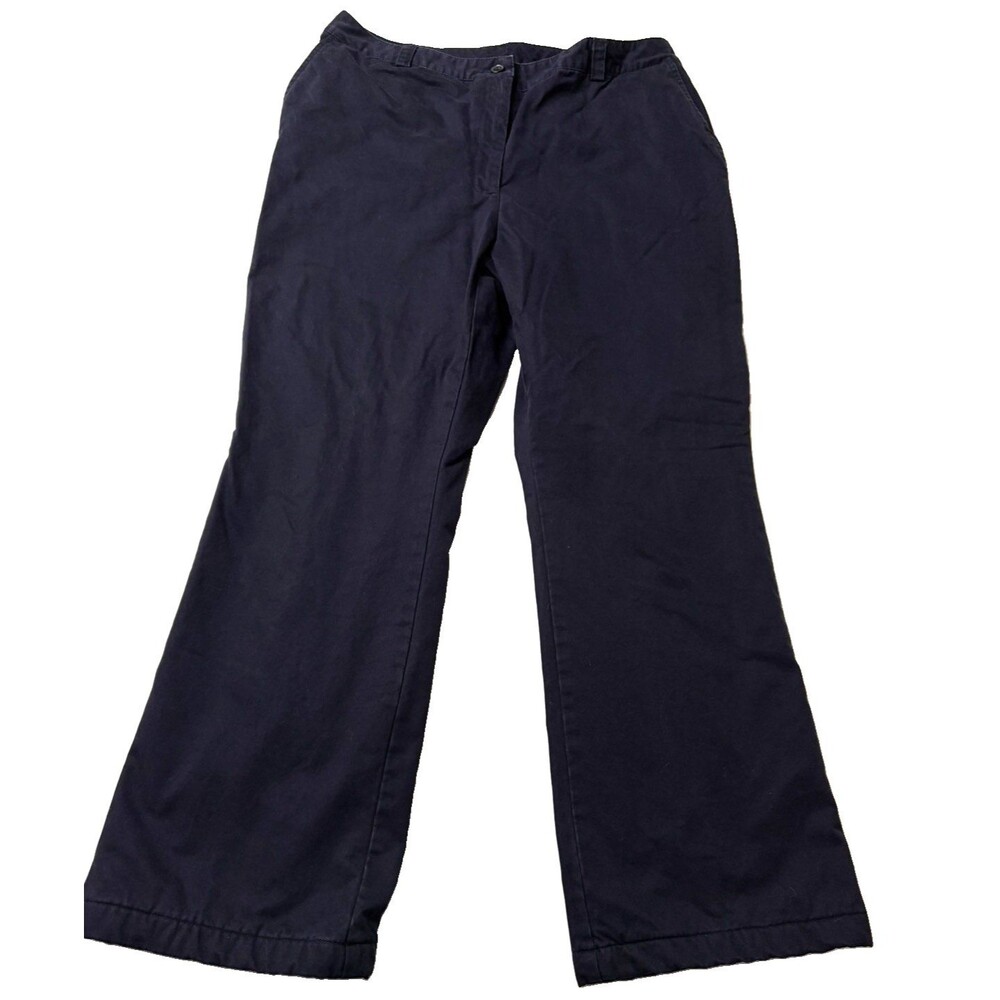 Lands' End Women's 14 Navy Chino Pants Flannel-Lined Mallard Ducks NEW 2014